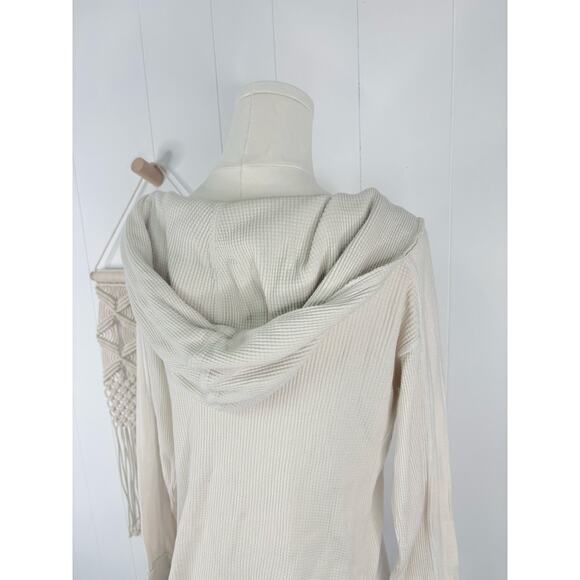Free People Margo Essential Thermal Hoodie Womens Medium Cream Ivory - Picture 6 of 9